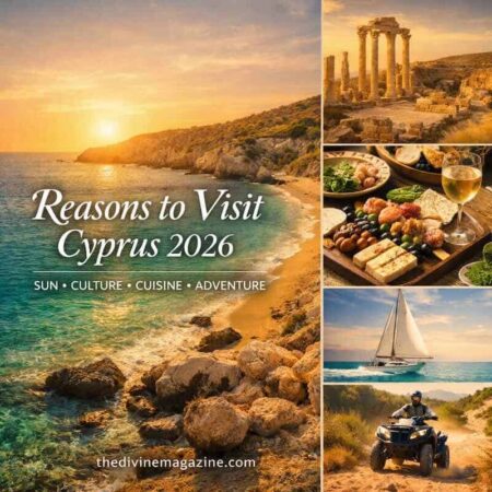 Reasons to Visit Cyprus 2026: Sun, Culture & Cuisine Beautiful sunset over Cyprus coastline with historic ruins and outdoor activities.