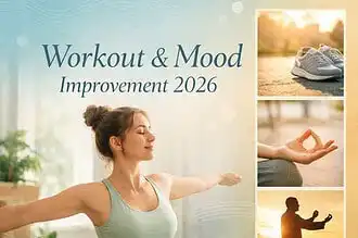 Woman practicing yoga outdoors for mental wellness and mood improvement.