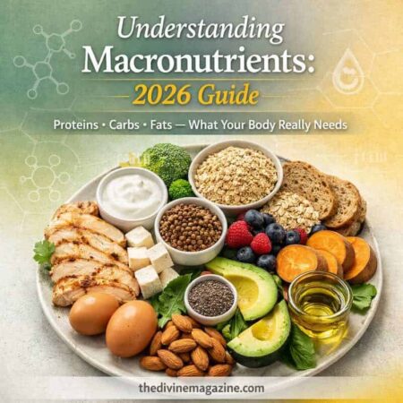Balanced Nutrition 2026 — Proteins, Carbs & Fats Explained Balanced nutrition infographic highlighting proteins, carbs, and fats for optimal health.