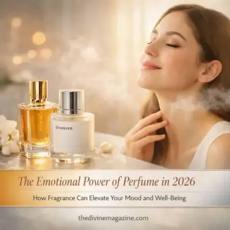 Perfume and Mood: How Fragrances Affect Emotions and Well-being Woman enjoying the scent of perfume, highlighting emotional and mood benefits of fragrances.