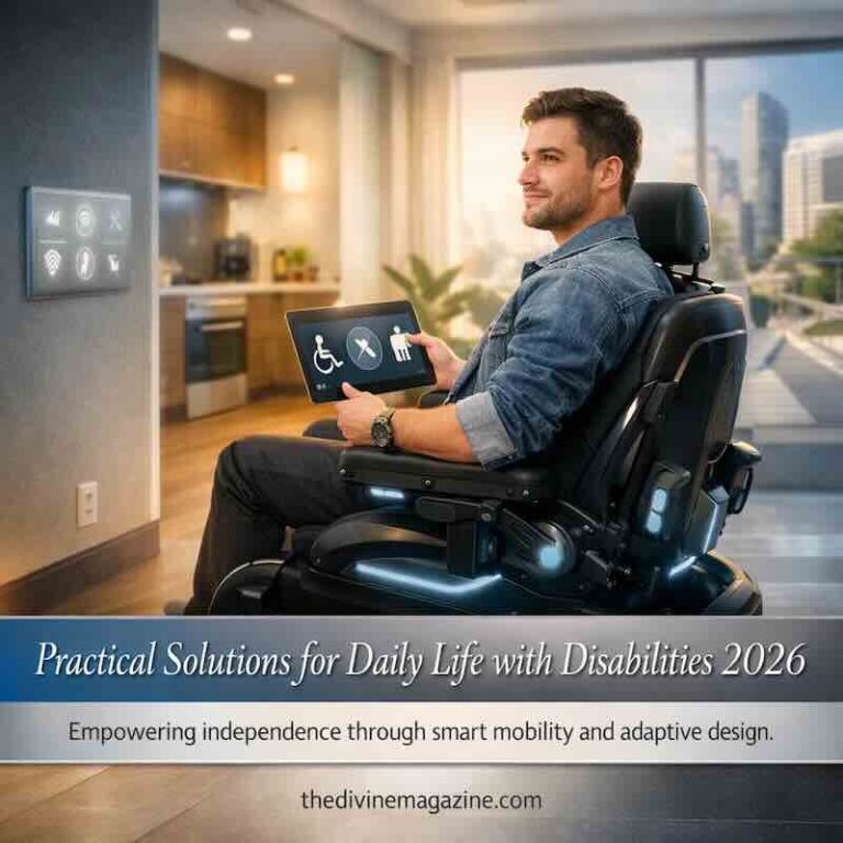 Man in wheelchair using smart home control panel for accessible living.