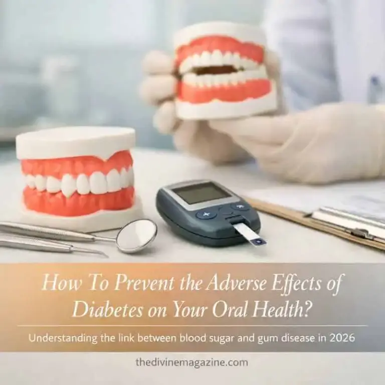 How To Prevent the Adverse Effects of Diabetes on Your Oral Health? Model of teeth and blood sugar monitor for diabetes oral health care.
