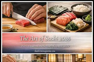 Fresh sushi ingredients and preparation for mastering sushi art.