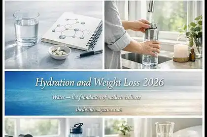 Glass of water with lemon and healthy drinks for hydration and weight loss.