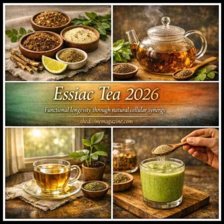 What is Organic Essiac Tea & Its Role in Our Wellness Herbal Essiac tea in bowls and a teapot, promoting natural health benefits.