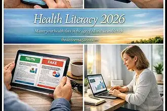 Smart health devices tracking vital signs and activity levels.