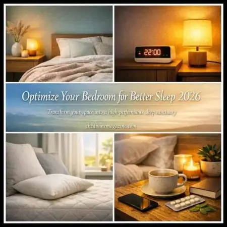 Optimize your bedroom for better sleep Cozy bedroom with soft lighting and comfortable bedding for restful sleep.