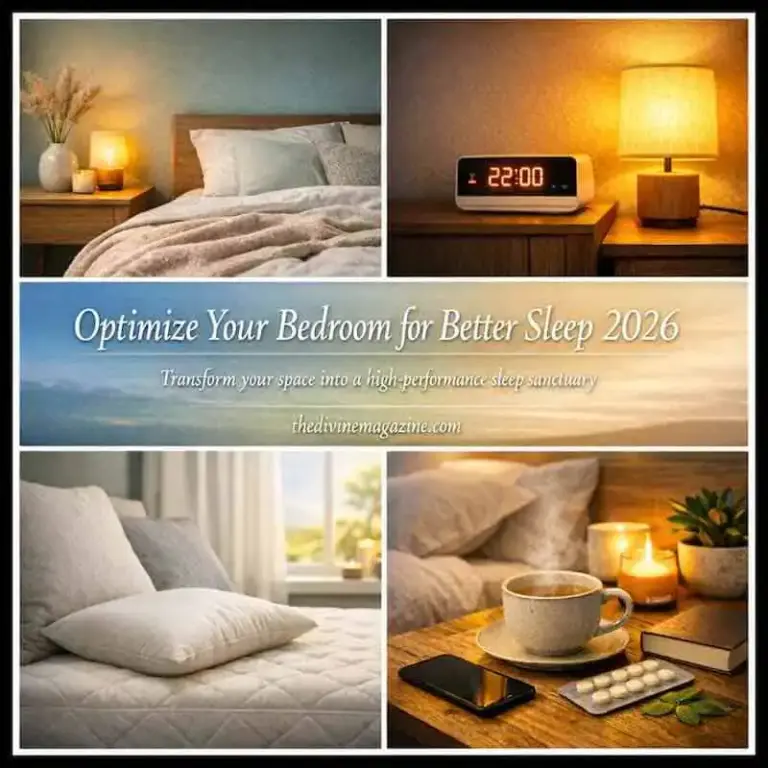 Cozy bedroom with soft lighting and comfortable bedding for restful sleep.