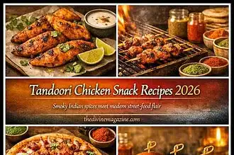 Delicious tandoori chicken snacks with spices and herbs, perfect for street food lovers.