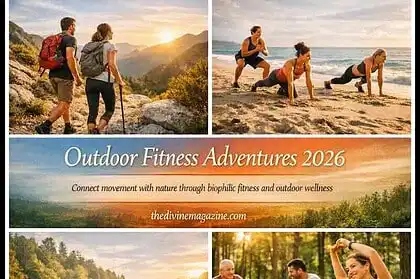 Group hiking and outdoor yoga sessions in scenic natural settings.