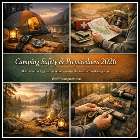 Camping safety gear and preparation essentials for outdoor adventures.