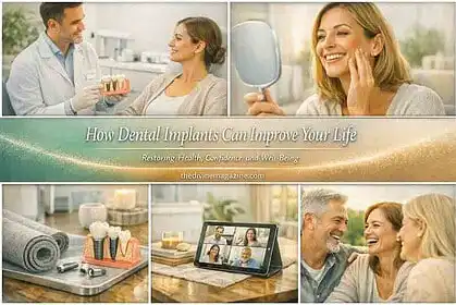 Woman smiling after dental implant consultation with dentist.