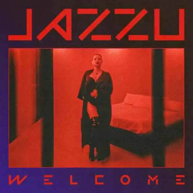 Elegant jazz lounge scene featuring a woman in stylish attire, red lighting, and a cozy atmosphere for music lovers.