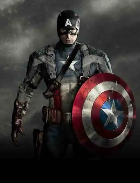 Superhero costume featuring Captain America's iconic shield and outfit for cosplay or Halloween.