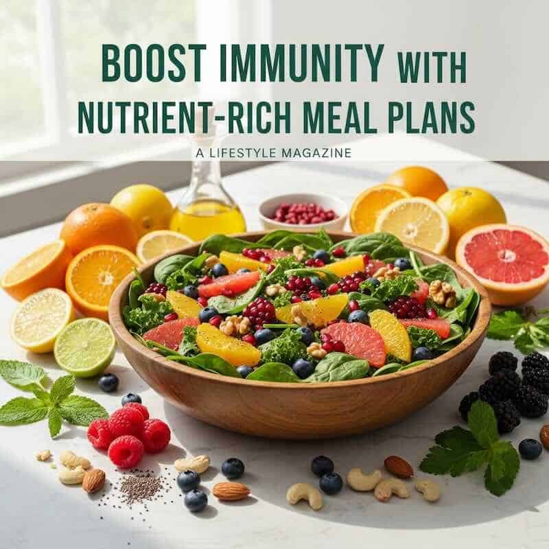 Colorful fruit and vegetable salad promoting immune health and nutrition.