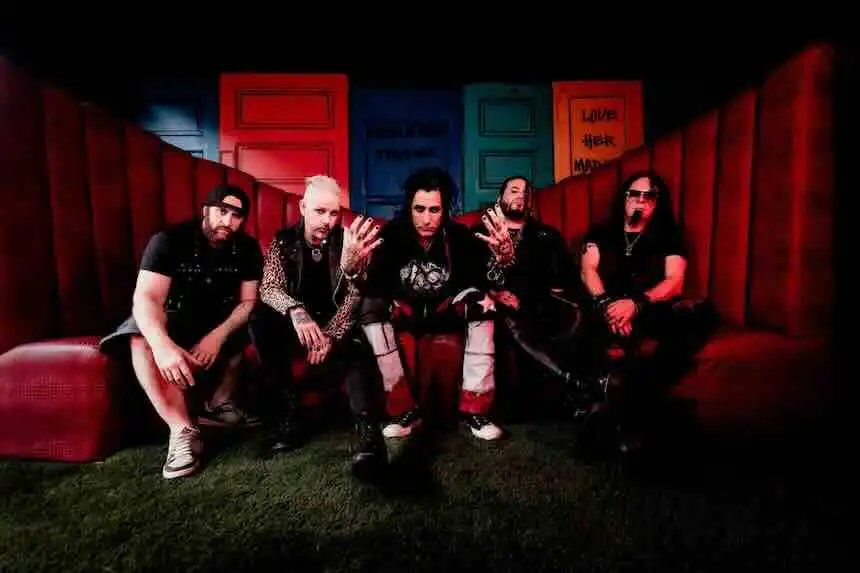 Edgy rock band performance with vibrant colors and intense expressions.