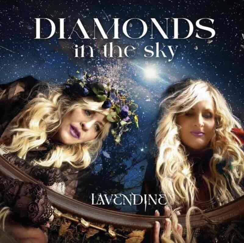 Young women in floral crowns under the night sky with stars, representing elegance and beauty.