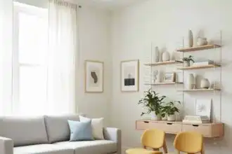 Bright, inviting living room with white walls and contemporary furniture for relaxation.
