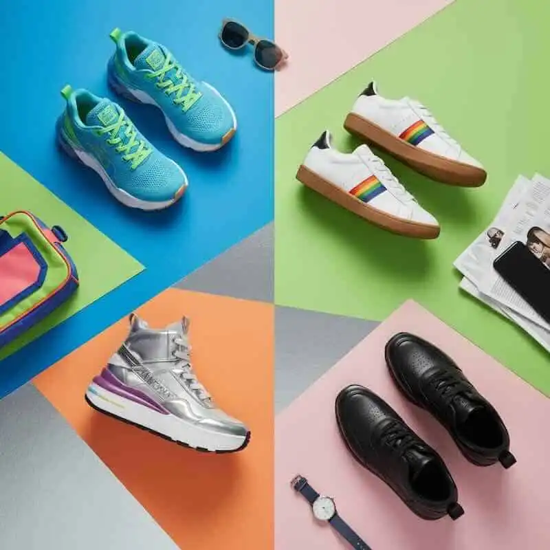 Bright blue and silver sneakers for casual and sporty style.