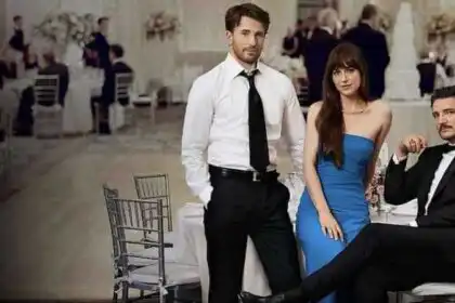 Elegant couple with friends at formal wedding reception.