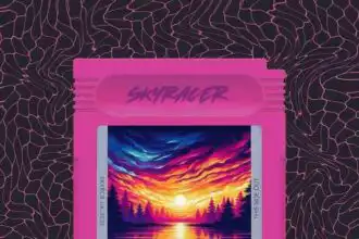 Vibrant sunset digital artwork with arcade-inspired design, evoking nostalgia and artistic expression.