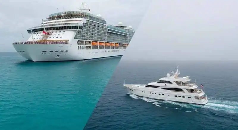 Elegant cruise ships sailing in clear blue waters, showcasing luxury travel experiences.