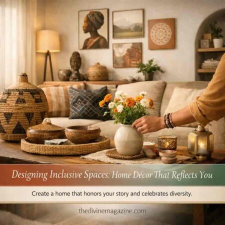 Designing Inclusive Spaces: Home Décor That Reflects You Cozy living room with diverse decor and artwork reflecting inclusive home design.
