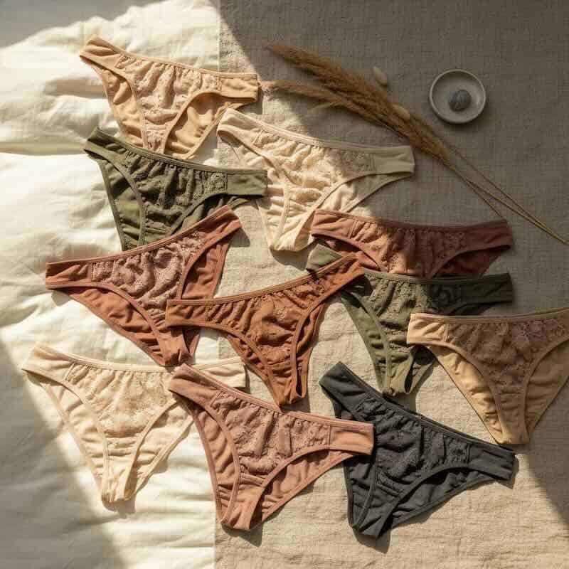 Lingerie collection featuring colorful lace thongs, stylish and comfortable for women.