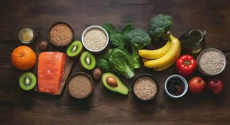 Fresh fruits, vegetables, and grains for a nutritious diet.