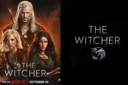 An image featuring cast members of The Witcher series, showcasing main characters in a dramatic style.