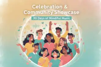 Diverse group enjoying music at community celebration event.