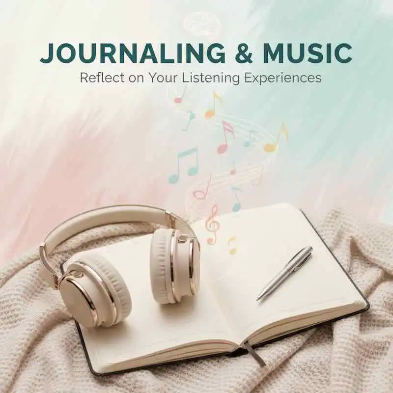 Headphones with journal for listening reflection.