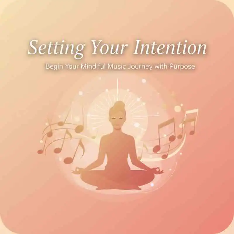 Peaceful meditation with musical notes for relaxation and purpose.