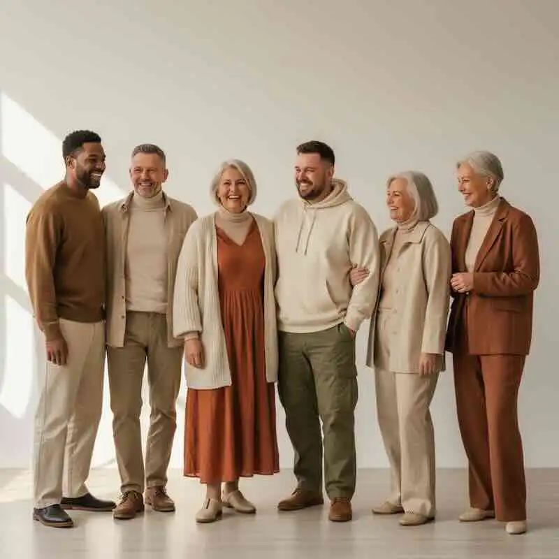 Happy diverse seniors group enjoying each other's company in a well-lit room.