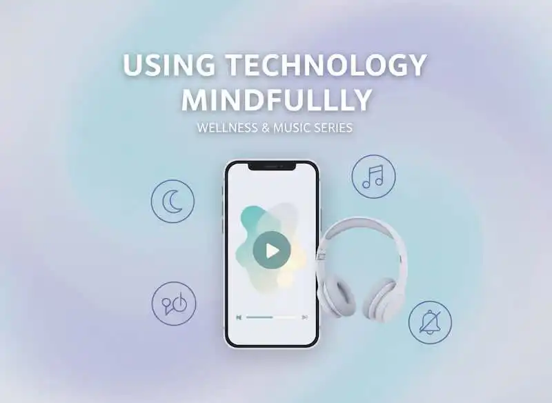 Mobile wellness and music streaming with headphones.