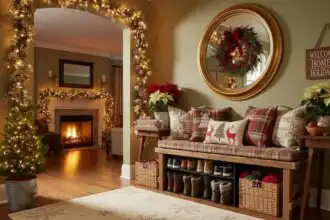 how to create a warm, family friendly entryway for the holidays