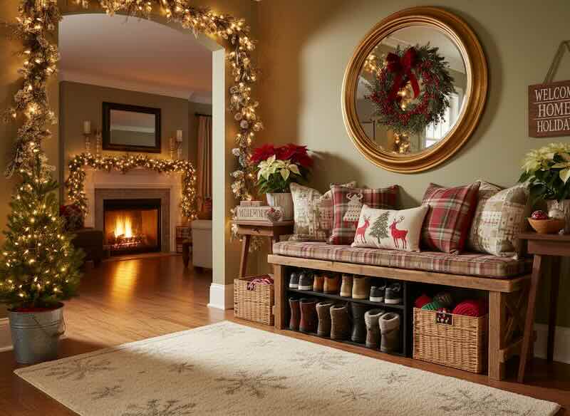 how to create a warm, family friendly entryway for the holidays