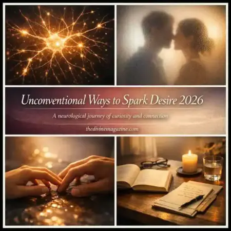 Collage of romantic and inspiring images for sparking desire and connection.