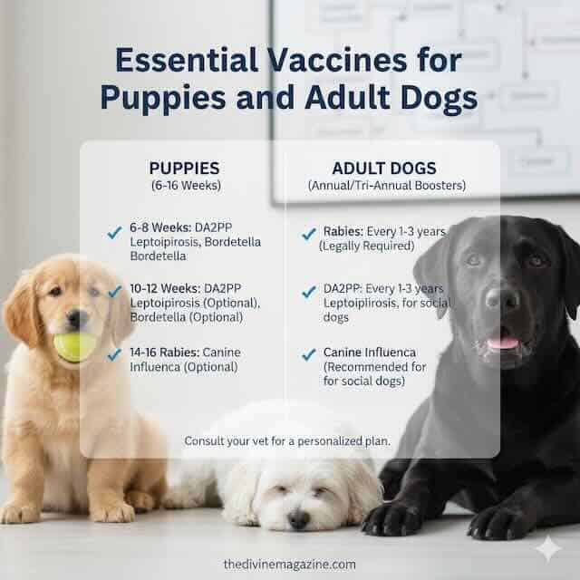 essential vaccines for puppies and adult dogs