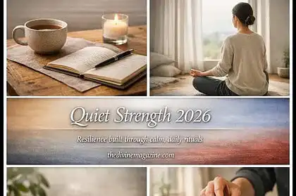Calm meditation practice with candles and stones for emotional resilience and inner strength.
