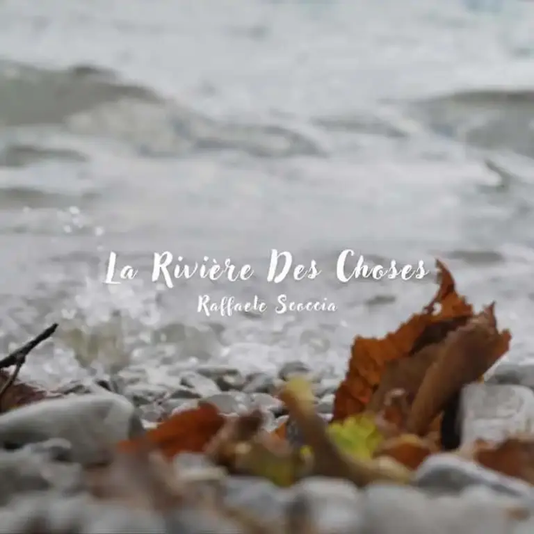 Raffaele Scoccia – La Rivière Des Choses: Time, Memory & Motion Peaceful river with fallen leaves and smooth stones in the foreground.