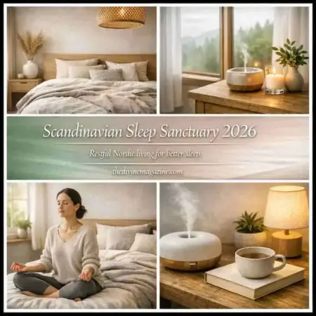 Cozy Scandinavian bedroom with calming decor and natural light for restful sleep.