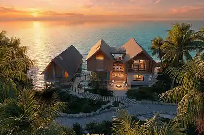 Overwater villa in Belize with Maldives-style design and stunning ocean views.