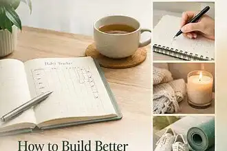 Tips for building habits without burnout, including journaling, mindfulness, and exercise.