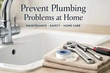 Plumbing faucet with tools and tape for home maintenance.