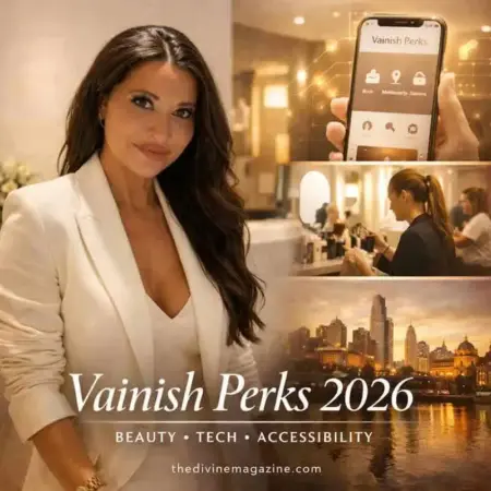 Vainish Perks app showcased on smartphone with Melbourne skyline background.