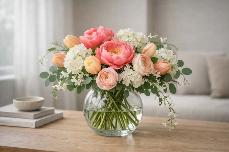 Quiet-luxury floral styling with airy, cinematic bouquet